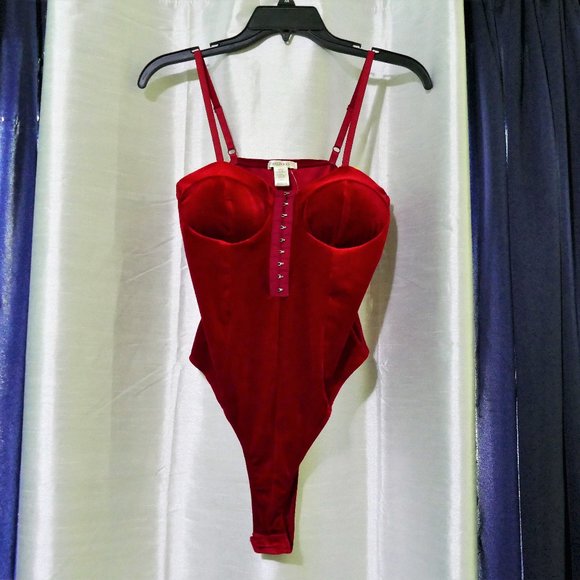 NWT BOZZOLO Red Velvet Pole Dancing Bodysuit SMALL - Picture 1 of 9